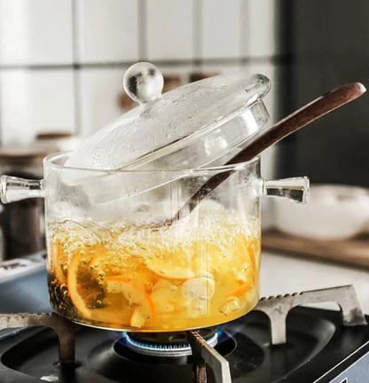 Borosilicate glass cooking pot