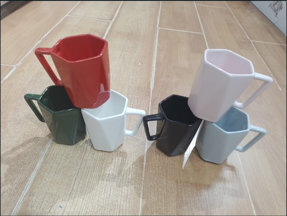 Plain hexagonal mugs